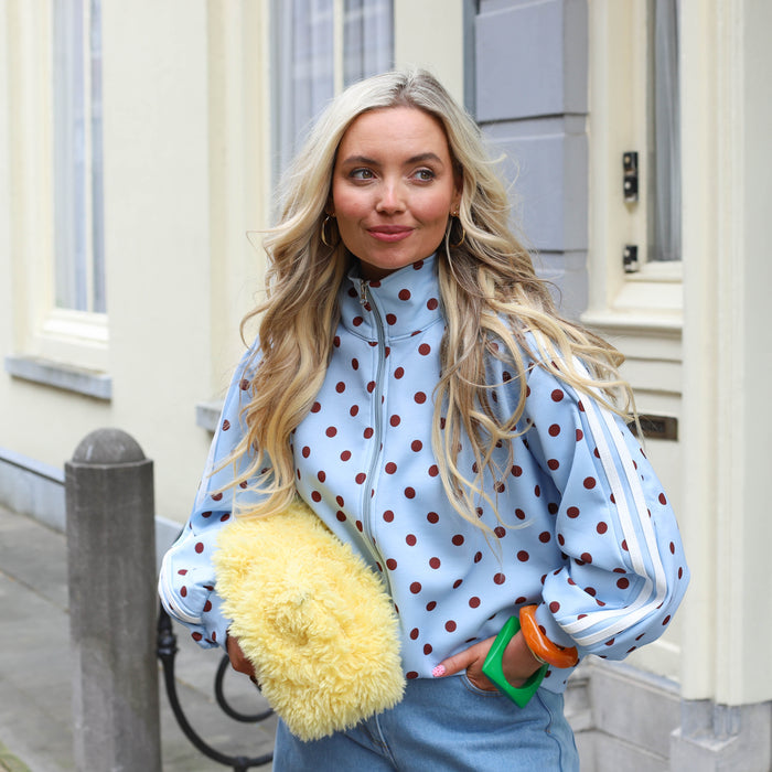 Polkadot jas blauw bruin