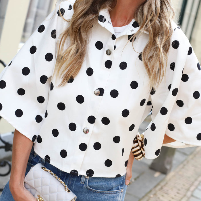 Polkadot oversized blouse wit