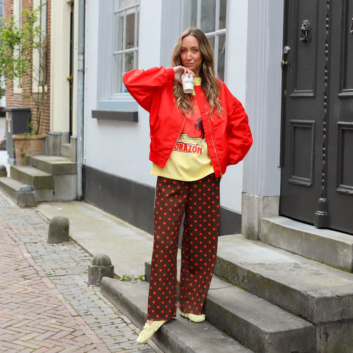 Polkadot stippen broek bruin rood
