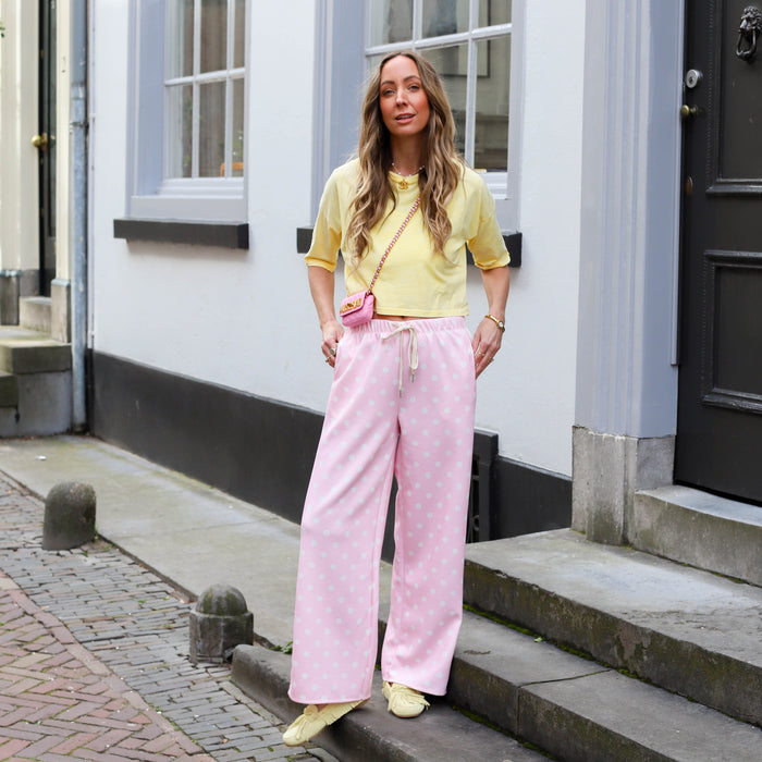 Polkadot stippen broek roze