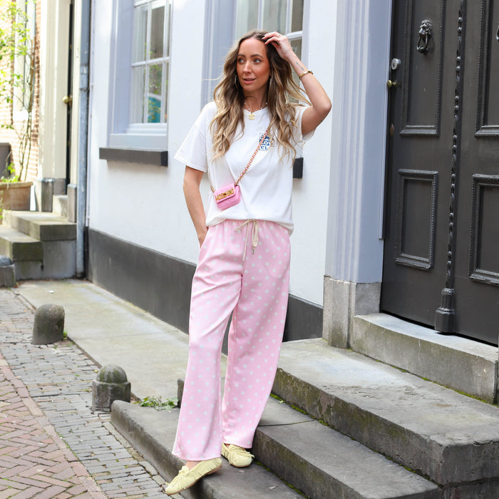 Polkadot stippen broek roze