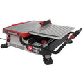 Porter Cable 7" portable tile saw with red/black sliding tray