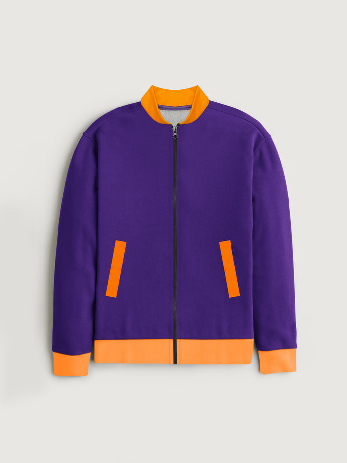 Premium Active Wear Zipper Fur Bomber Jacket For Women-Purple-RT1110