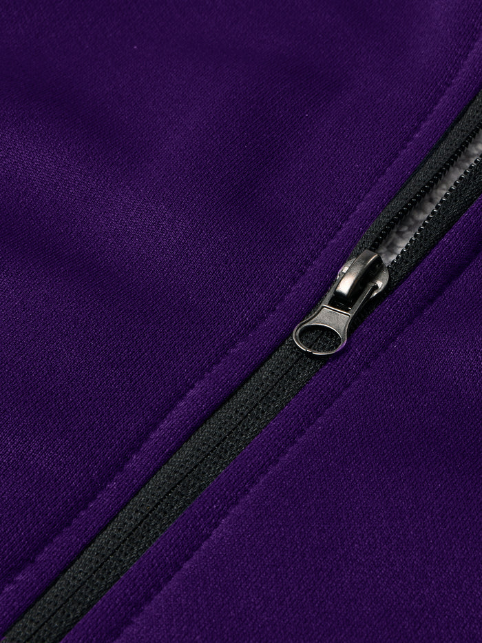 Premium Active Wear Zipper Fur Bomber Jacket For Women-Purple-RT1110