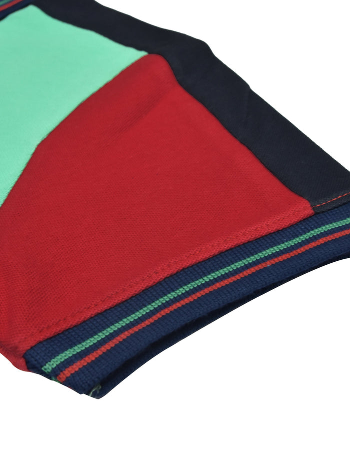 PRL Stylish Pique Summer Polo For Men-Cyan With Navy & Red-RT718