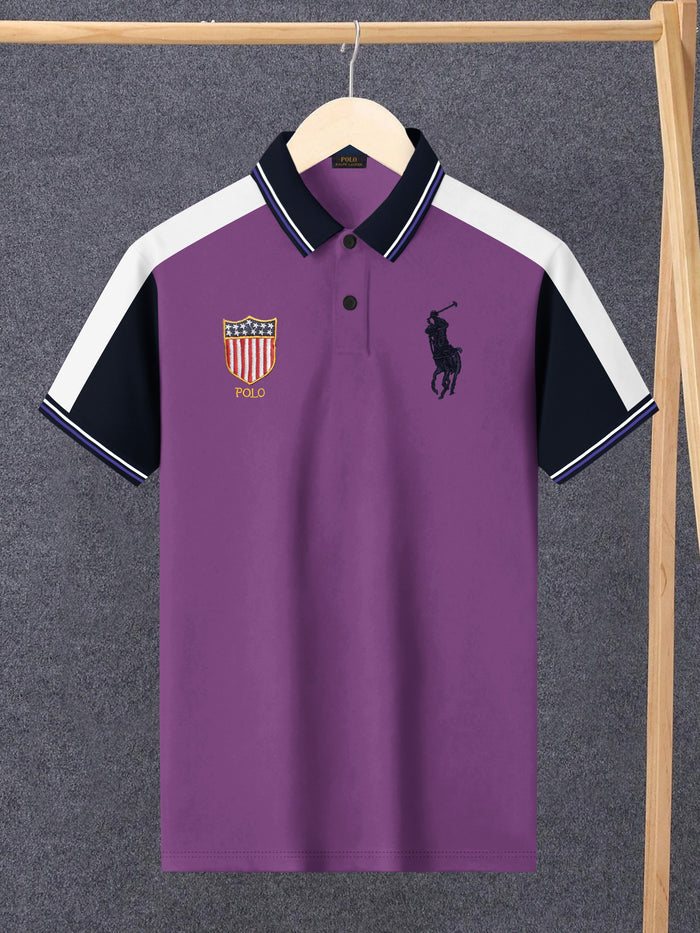 PRL Stylish Pique Summer Polo For Men-Purple & Navy-BR13012