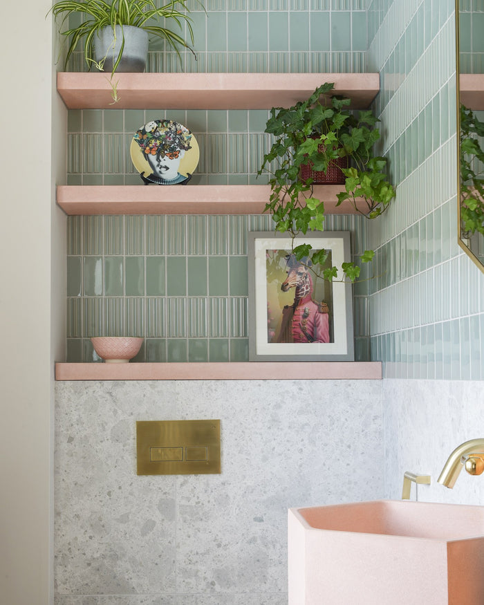 Pumice Porcelain Off White|Credit : Spaces by Design, Photography by Lucy Glen|tunstall-ceramic-brick-fern, tunstall-ceramic-fluted-brick-fern