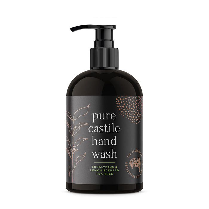 Pure Castile Hand Wash 500ml pump bottle in eucalyptus and lemon scented tea tree