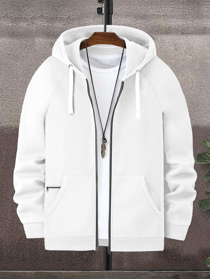 PYPR Terry Fleece Raglan Sleeve Zipper Hoodie For Men-BR14494