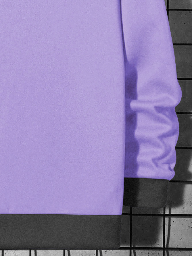 PYPR Terry Fleece Sweatshirt For Men-Light Purple & Charcoal Melange-BR14639