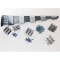 Point drain bracket system rails with fastening clips and screws