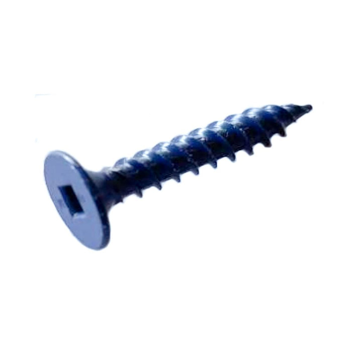 External screw with countersunk head and thread, dark blue, Phillips head