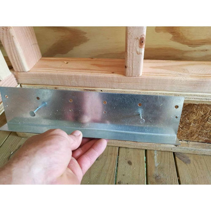 L-shaped single bracket made of metal, flat sheet steel with mounting holes
