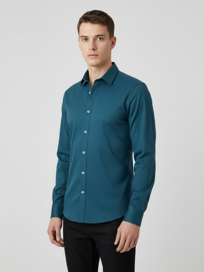 Rawgear Stretchy Slim Fit Long Sleeve Casual Shirt For Men-Zinc-RG01