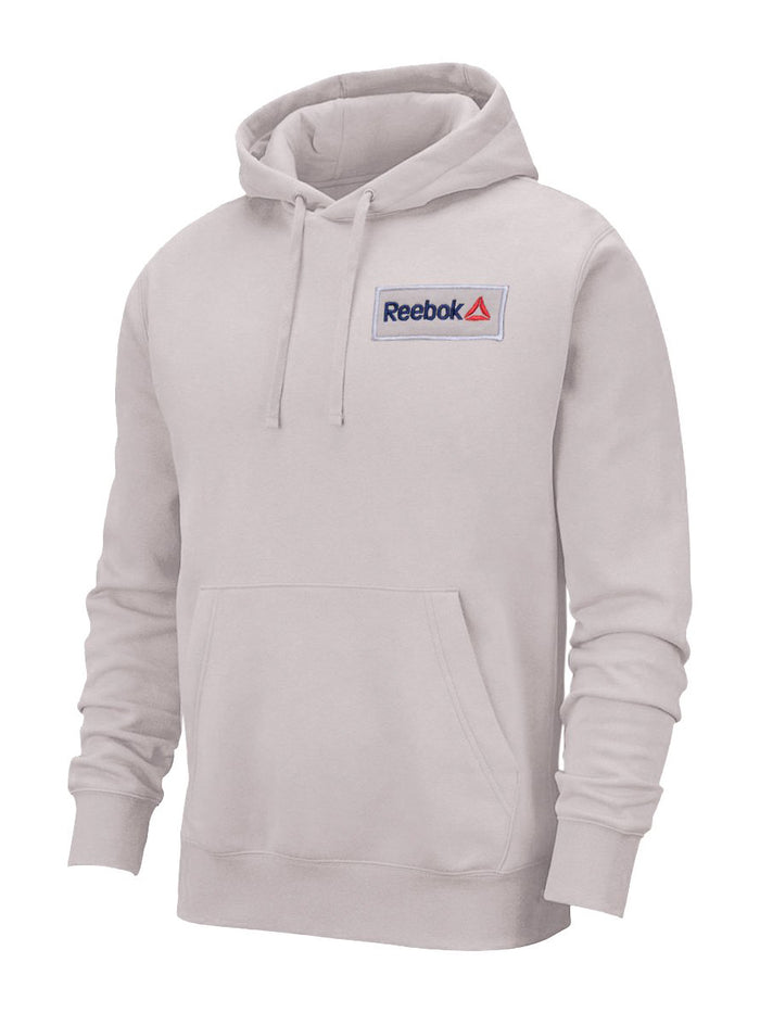 RB Fleece Pullover Hoodie For Men-Tea Pink with Navy Embroidery-BR14349