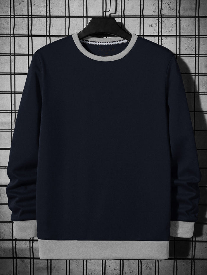 RBK Fleece Funky Style Sweatshirt For Men-Navy with Grey-BR14517