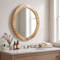 Real Burlwood Round Wall Mirror