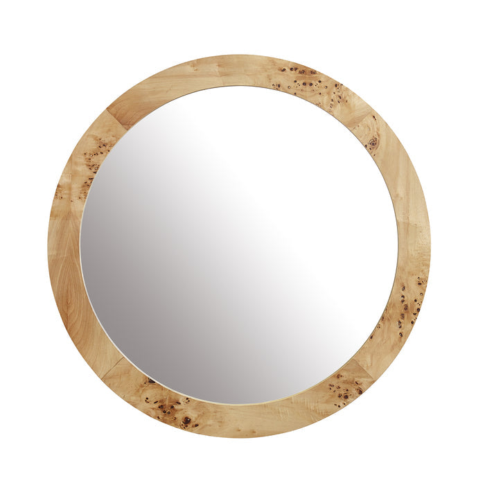 Real Burlwood Round Wall Mirror