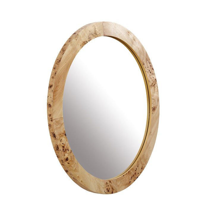 Real Burlwood Round Wall Mirror