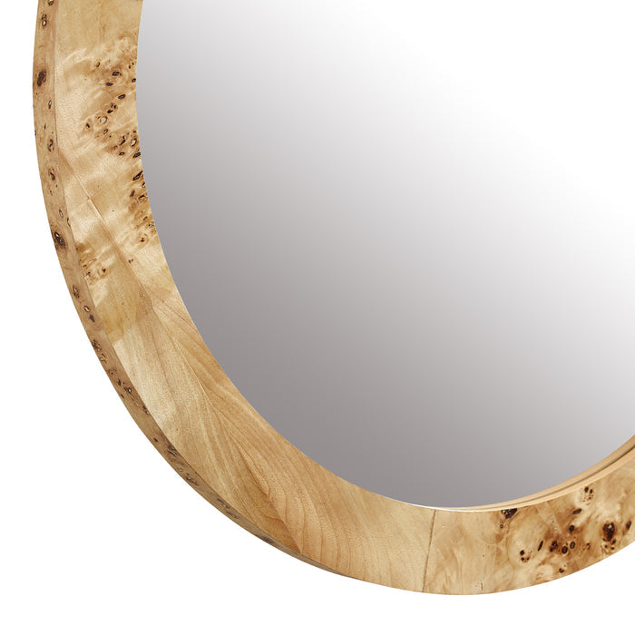 Real Burlwood Round Wall Mirror