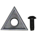 Triangular replacement grout scraper insert with hole, plus black screw