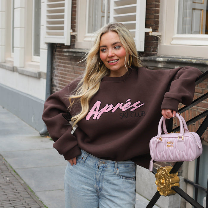 Retro après ski sweater bruin