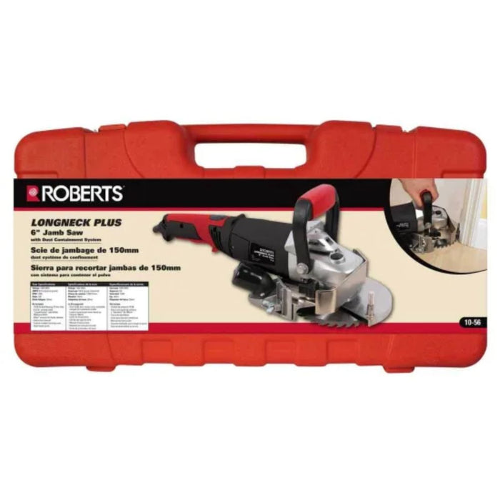 Roberts Longneck Plus 6-in jamb saw shown in a red hard case package