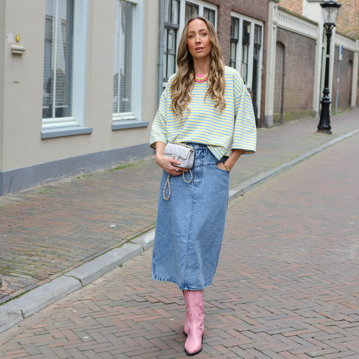 Robie streep shirt blauw geel
