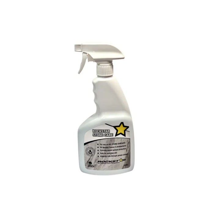 Rockstar Stone Care spray bottle with trigger mist sprayer, white label