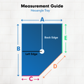 Neo Angle shower tray measurement diagram with drain hole and labeled edges A–E