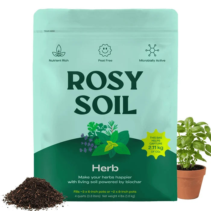 Rosy Soil Mix - Organic Peat Free Soil with Biochar for Strong Growth & Flavor, Well Draining Potting Mix, 4 qt - FOR PICK UP ONLY