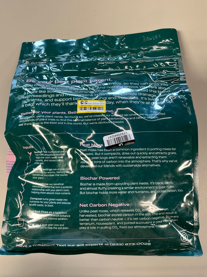 Rosy Soil Mix - Organic Peat Free Soil with Biochar for Strong Growth & Flavor, Well Draining Potting Mix, 4 qt - FOR PICK UP ONLY