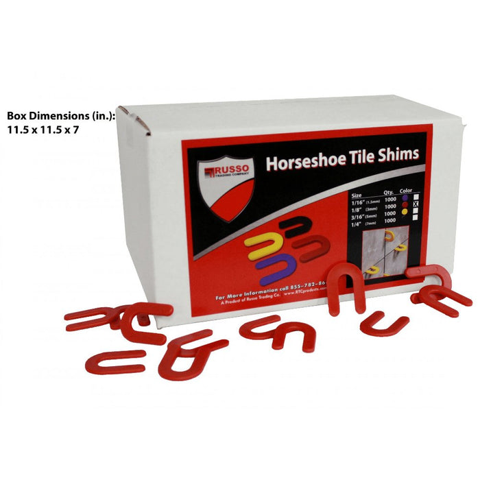 Horseshoe Tile Spacers, 3/16" red shims in bulk box