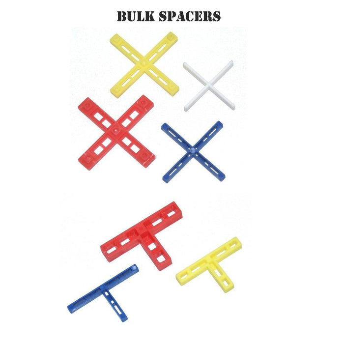 Bulk leave-in spacers, T and cross styles in red, blue, yellow, white