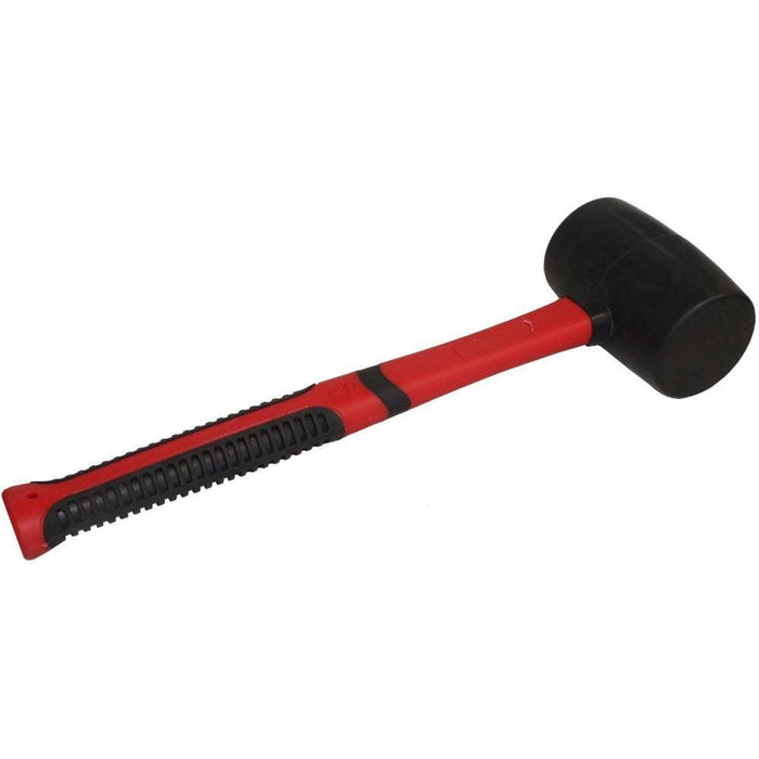 Knockout rubber mallet with black rubber head and red handle