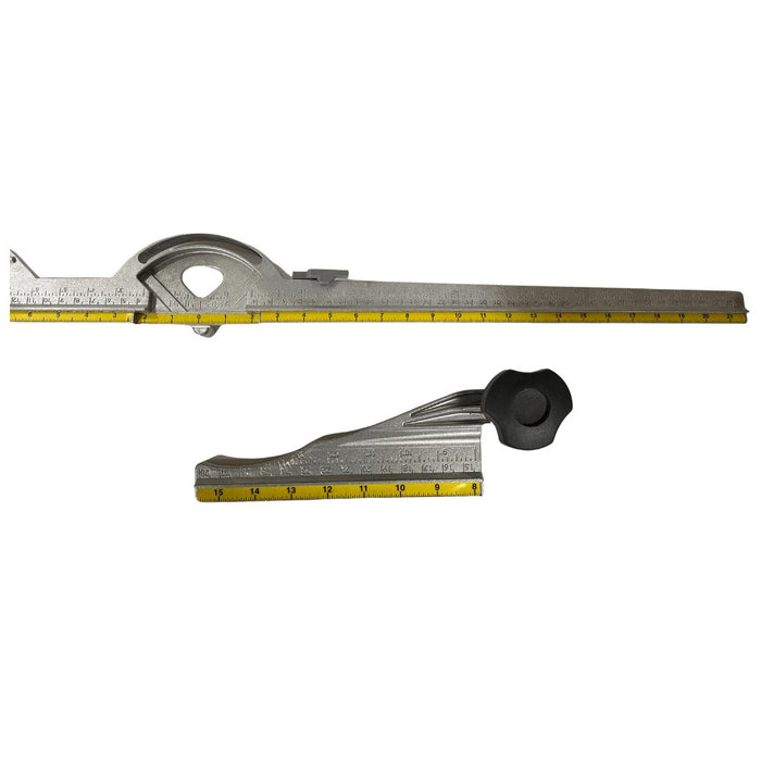 Replacement swivel bar razor blade holder with yellow measuring ruler, black knob