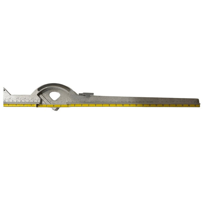 Swivel bar replacement razor track with metal bar and circular pivot, yellow ruler