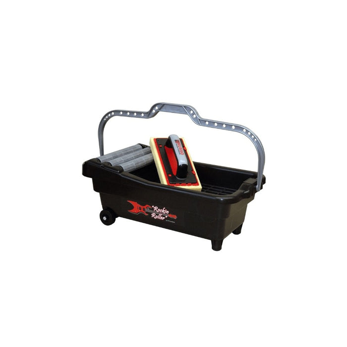 Rockin Roller wash bucket with handle, rolling scrub base, and detergent bottle