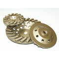 Segmented turbo fan cup diamond grinding wheels, two bronze discs with holes.