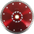 Thin rim turbo blade in red with diamond-grit outer rim and center arbor hole
