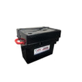 WrinGo mobile workstation, black cart with handle and red attachment