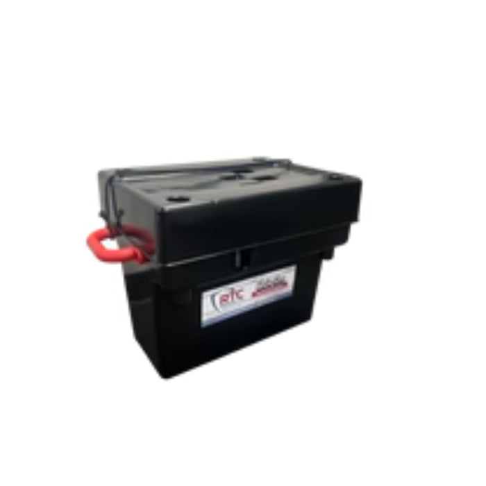 WrinGo mobile workstation, black cart with handle and red attachment