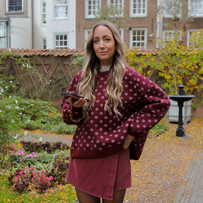 Ruby sweater stippen burgundy