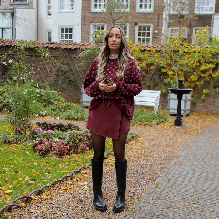 Ruby sweater stippen burgundy