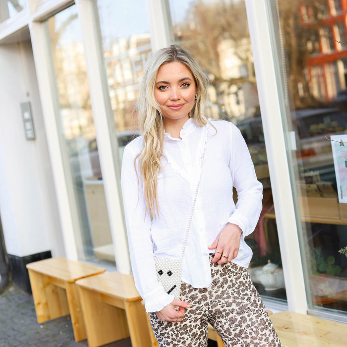 Ruffle blouse katoen wit