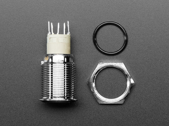 Rugged Metal Pushbutton with White LED Ring (16mm White Momentary) by The Pi Hut - The Pi Hut