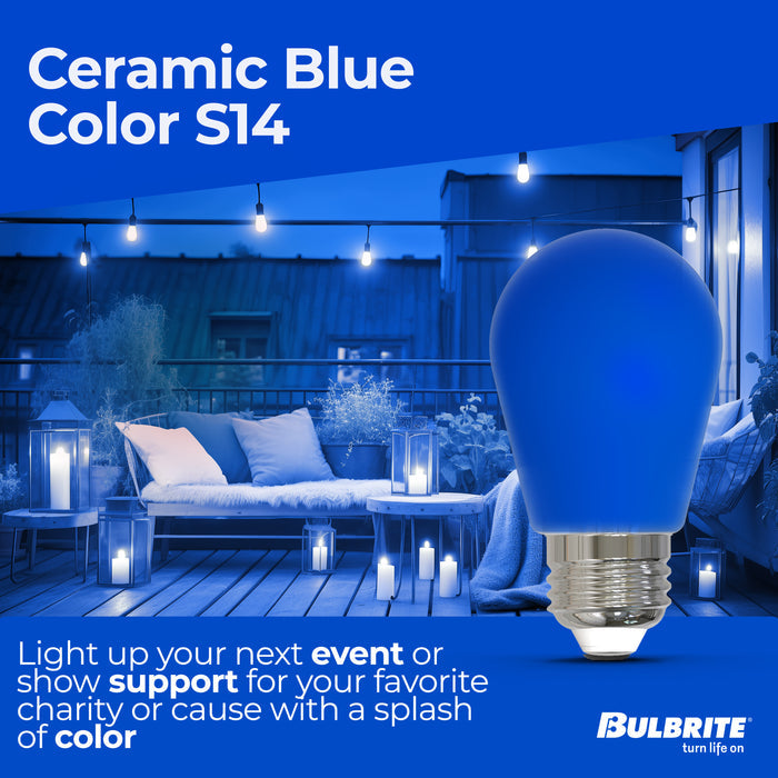 S14 2.5W Dimmable Blue Filament LED Light Bulb with E26 Base, 10-Pack