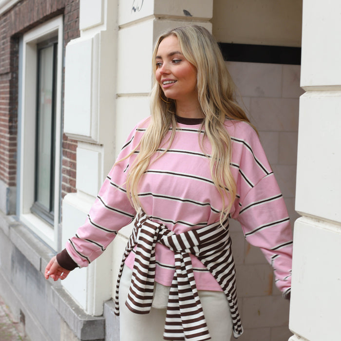 Saar streep shirt roze