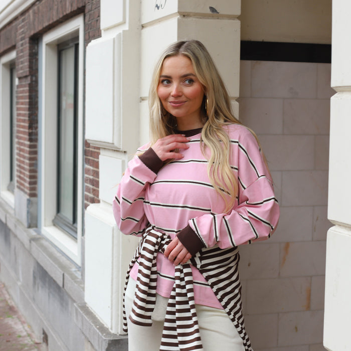 Saar streep shirt roze