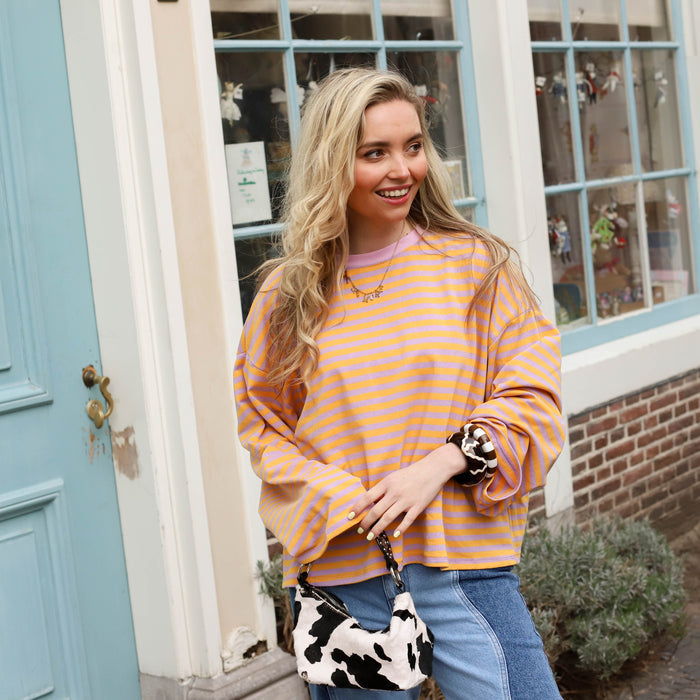 Saar streep top Lila geel